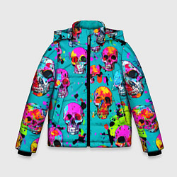 Зимняя куртка для мальчика Паттерн из ярких черепов - поп-арт - мода