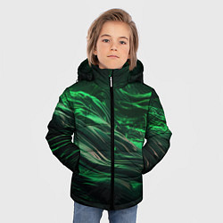 Куртка зимняя для мальчика Зеленые абстрактные волны, цвет: 3D-черный — фото 2