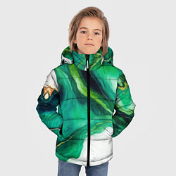 Куртка зимняя для мальчика Жидкий изумруд в стиле арт, цвет: 3D-черный — фото 2