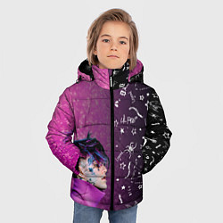 Куртка зимняя для мальчика Лил Пип тату фиолетовый, цвет: 3D-светло-серый — фото 2