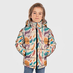 Куртка зимняя для мальчика Разноцветные перья узор, цвет: 3D-светло-серый — фото 2