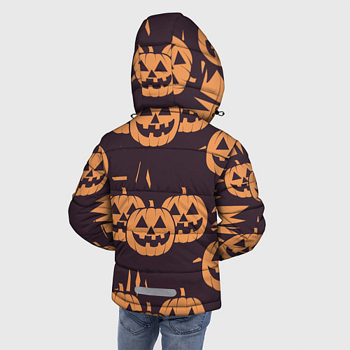 Зимняя куртка для мальчика Фонарь джек в грандж стиле halloween тыква cartoon / 3D-Черный – фото 4
