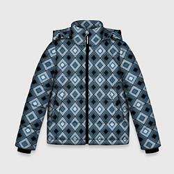 Куртка зимняя для мальчика Геометрический узор в серо-голубом цвете, цвет: 3D-красный