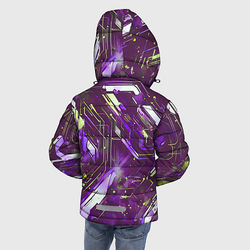 Зимняя куртка для мальчика Космические кибер схемы фиолетовые / 3D-Черный – фото 4