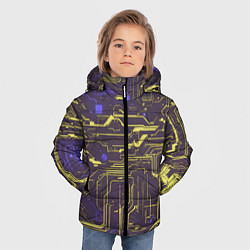 Куртка зимняя для мальчика Кибер схемы Жёлтый и фиолетовый, цвет: 3D-красный — фото 2