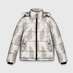 Куртка зимняя для мальчика Бежевый паттерн с перьями, цвет: 3D-черный