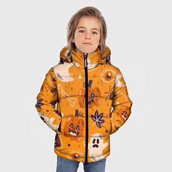 Куртка зимняя для мальчика Хэллоуин - тыквы и приведенья, цвет: 3D-красный — фото 2