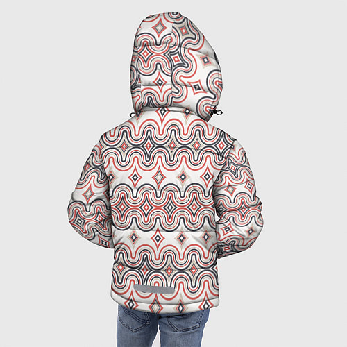 Зимняя куртка для мальчика Волны и ромбы / 3D-Черный – фото 4