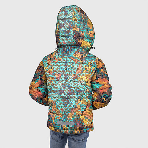 Зимняя куртка для мальчика Яркий мозаичный узор / 3D-Красный – фото 4