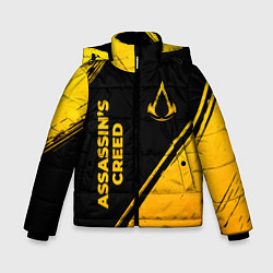 Зимняя куртка для мальчика Assassins Creed - gold gradient: надпись, символ