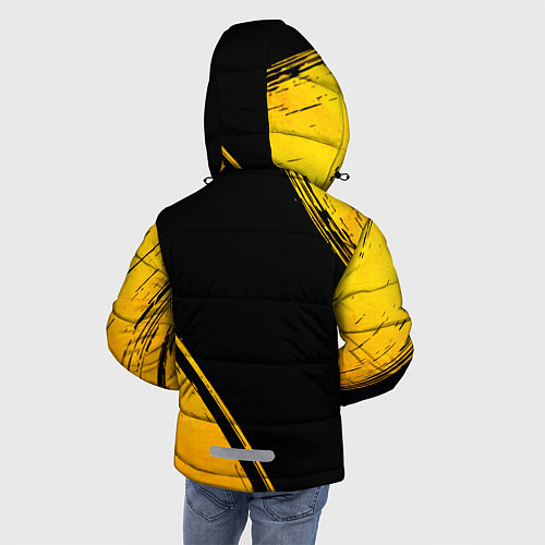 Зимняя куртка для мальчика Assassins Creed - gold gradient: надпись, символ / 3D-Черный – фото 4
