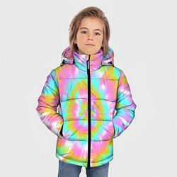 Куртка зимняя для мальчика Tie-Dye кислотный в стиле барби, цвет: 3D-светло-серый — фото 2