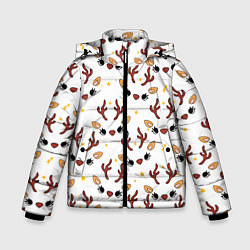 Зимняя куртка для мальчика Оленьи мордочки новогодний узор