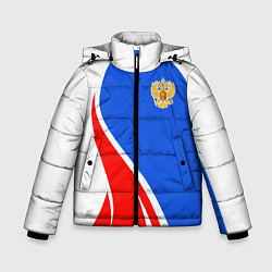 Зимняя куртка для мальчика Герб РФ - white sport