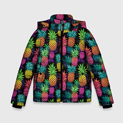 Куртка зимняя для мальчика Разноцветные ананасы паттерн, цвет: 3D-светло-серый