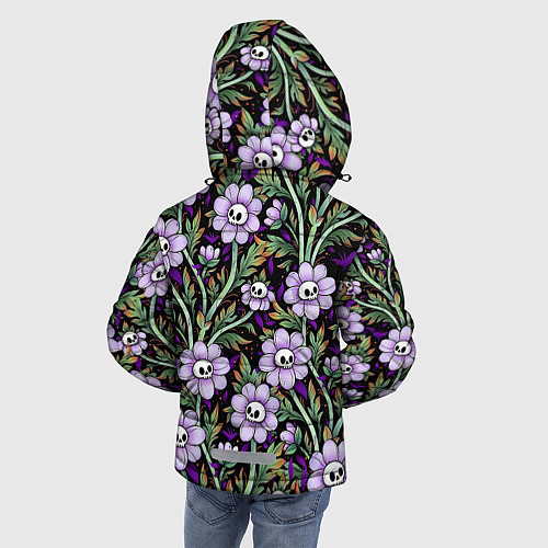 Зимняя куртка для мальчика Цветы с черепами / 3D-Черный – фото 4