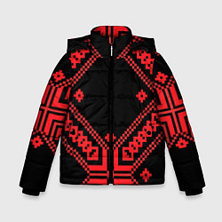 Куртка зимняя для мальчика Национальный черный, цвет: 3D-красный