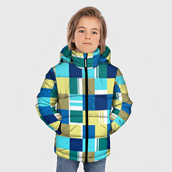 Куртка зимняя для мальчика Ретро квадраты, цвет: 3D-черный — фото 2