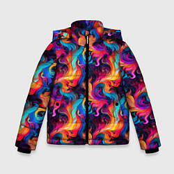 Куртка зимняя для мальчика Разноцветные разные волны разводы, цвет: 3D-красный
