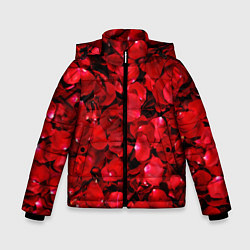 Куртка зимняя для мальчика Лепестки алых роз, цвет: 3D-красный