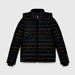 Куртка зимняя для мальчика Разноцветные полосы на чёрном, цвет: 3D-черный