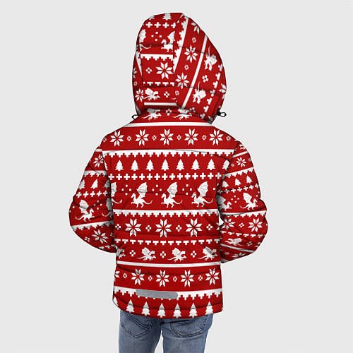 Зимняя куртка для мальчика Dragon year pattern / 3D-Красный – фото 4