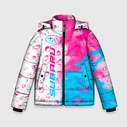 Куртка зимняя для мальчика Subaru neon gradient style: по-вертикали, цвет: 3D-черный