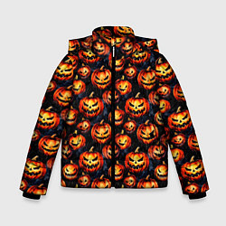 Зимняя куртка для мальчика Весёлые тыквы на Хеллоуин паттерн