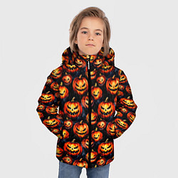Куртка зимняя для мальчика Весёлые тыквы на Хеллоуин паттерн, цвет: 3D-черный — фото 2