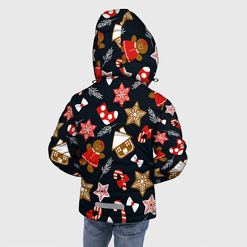 Зимняя куртка для мальчика Рождественские пряники - праздничный паттерн / 3D-Черный – фото 4