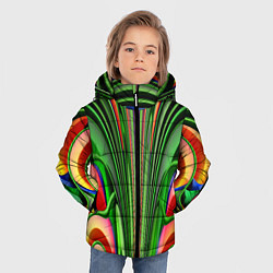 Куртка зимняя для мальчика Травянистый дизайн с оранжевым, цвет: 3D-светло-серый — фото 2
