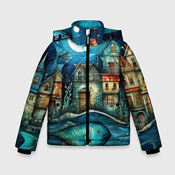 Куртка зимняя для мальчика Сказочные рыбовы в стиле фолк-арт», цвет: 3D-красный