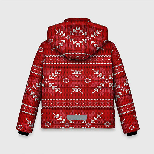Зимняя куртка для мальчика Красный вязаный узор свитера / 3D-Светло-серый – фото 2