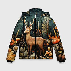 Зимняя куртка для мальчика Лесной олень в стиле фолк-арт
