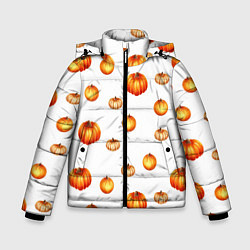 Куртка зимняя для мальчика Оранжевые тыквы - паттерн, цвет: 3D-светло-серый