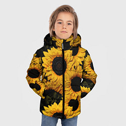 Куртка зимняя для мальчика Подсолнухи объемными мазками от нейросети, цвет: 3D-черный — фото 2