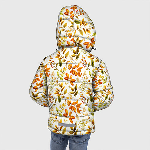 Зимняя куртка для мальчика Осенние листья и желуди / 3D-Черный – фото 4