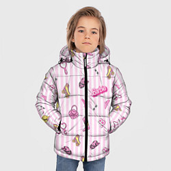 Куртка зимняя для мальчика Барби - розовая полоска и аксессуары, цвет: 3D-черный — фото 2