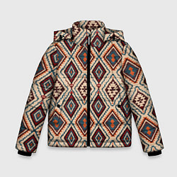 Куртка зимняя для мальчика Ковёр этнические узоры, цвет: 3D-красный