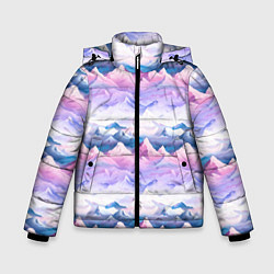 Куртка зимняя для мальчика Розовые горы паттерн, цвет: 3D-светло-серый