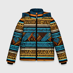 Зимняя куртка для мальчика Этнический рисунок в горизонтальную полоску