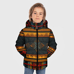 Куртка зимняя для мальчика Этнический рисунок в полоску, цвет: 3D-светло-серый — фото 2