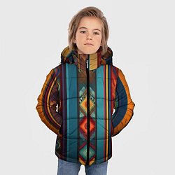 Куртка зимняя для мальчика Этнический орнамент в вертикальную полоску, цвет: 3D-черный — фото 2