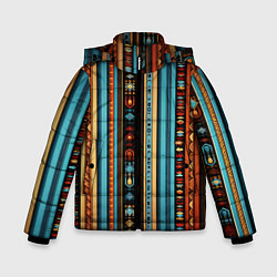 Куртка зимняя для мальчика Этнический паттерн в вертикальную полоску, цвет: 3D-красный
