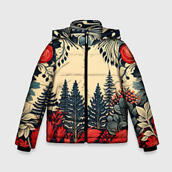 Куртка зимняя для мальчика Новогодний лес, цвет: 3D-светло-серый