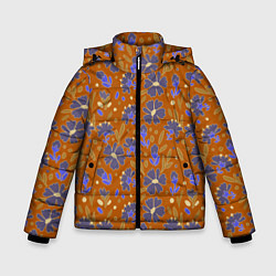 Зимняя куртка для мальчика Цветы в поле коричневый цвет