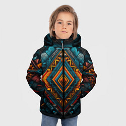 Куртка зимняя для мальчика Орнамент с оранжевыми и синими ромбами, цвет: 3D-красный — фото 2