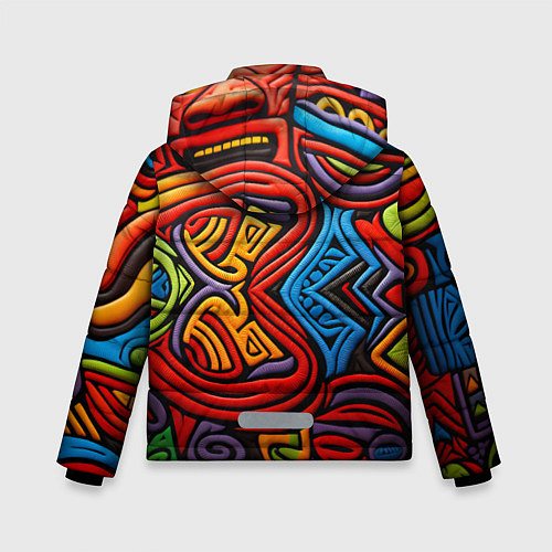 Зимняя куртка для мальчика Разноцветный узор в стиле абстракционизм / 3D-Светло-серый – фото 2