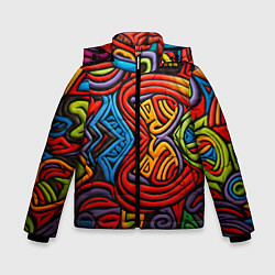 Куртка зимняя для мальчика Разноцветный узор в стиле абстракционизм, цвет: 3D-светло-серый