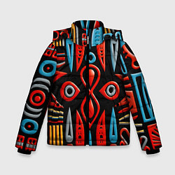 Зимняя куртка для мальчика Красно-синий узор в африканском стиле